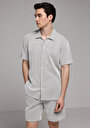 thumb-Afficher les détails de T-shirt Polo À Manches Courtes Gris Rayé Regular Fit Homme