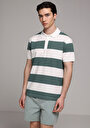 thumb-Afficher les détails de T-shirt Polo À Manches Courtes Vert Rayé Regular Fit Homme