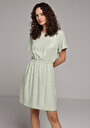 thumb-Afficher les détails de Robe Vert Regular Fit Manches Courtes Mini Sergé Femme