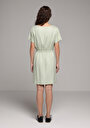 thumb-Afficher les détails de Robe Vert Regular Fit Manches Courtes Mini Sergé Femme