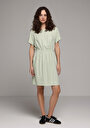 thumb-Afficher les détails de Robe Vert Regular Fit Manches Courtes Mini Sergé Femme