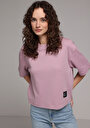 thumb-Afficher les détails de T-shirt À Manches Courtes Violet Oversize Fit Droit Femme