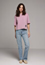 thumb-Afficher les détails de T-shirt À Manches Courtes Violet Oversize Fit Droit Femme