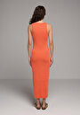 thumb-Afficher les détails de Robe Orange Slim Fit Sans Manches Mdi Côtelé Femme