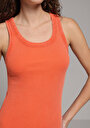 thumb-Afficher les détails de Robe Orange Slim Fit Sans Manches Mdi Côtelé Femme