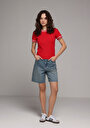 thumb-Afficher les détails de T-shirt À Manches Courtes Rouge Slim Fit Droit Femme