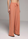 thumb-Afficher les détails de Pantalon Saumon Wide Leg High Rise En Uni Regular Fit Femme