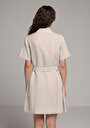 thumb-Afficher les détails de Robe Beige Regular Fit Manches Courtes Mini Uni Femme