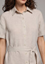 thumb-Afficher les détails de Robe Beige Regular Fit Manches Courtes Mini Uni Femme