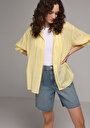 thumb-Afficher les détails de Chemise À Manches Longues Jaune Boyfriend Fit Rayé Ratière Femme