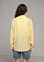 thumb-Afficher les détails de Chemise À Manches Longues Jaune Boyfriend Fit Rayé Ratière Femme