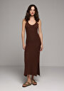 thumb-Afficher les détails de Robe Marron Slim Fit  Maxi Tricots Femme