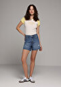 thumb-Afficher les détails de T-shirt À Manches Courtes Ecru Slim Fit Imprimé Femme