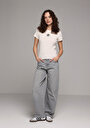 thumb-Afficher les détails de T-shirt À Manches Courtes Ecru Slim Fit Brodé Femme