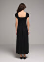 thumb-Afficher les détails de Robe Noir Regular Fit Manches Ballon Mdi Shally Femme