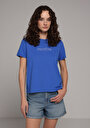thumb-Afficher les détails de T-shirt À Manches Courtes Bleu Regular Fit Droit Femme