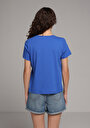 thumb-Afficher les détails de T-shirt À Manches Courtes Bleu Regular Fit Droit Femme