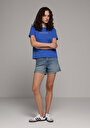 thumb-Afficher les détails de T-shirt À Manches Courtes Bleu Regular Fit Droit Femme