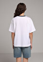 thumb-Afficher les détails de T-shirt À Manches Courtes Blanc Oversize Fit Imprimé Femme