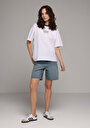 thumb-Afficher les détails de T-shirt À Manches Courtes Blanc Oversize Fit Imprimé Femme