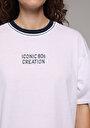 thumb-Afficher les détails de T-shirt À Manches Courtes Blanc Oversize Fit Imprimé Femme