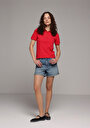 thumb-Afficher les détails de Rouge Slim Fit  Droit Pique Femme