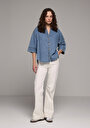 thumb-Afficher les détails de Chemise À Manches Longues  Oversize Fit Droit Jean Femme
