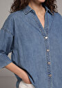 thumb-Afficher les détails de Chemise À Manches Longues  Oversize Fit Droit Jean Femme