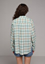 thumb-Afficher les détails de Chemise À Manches Longues Vert Boyfriend Fit Plaid Popeline Femme
