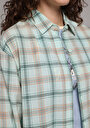 thumb-Afficher les détails de Chemise À Manches Longues Vert Boyfriend Fit Plaid Popeline Femme