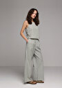 thumb-Afficher les détails de Pantalon Vert Wide Leg High Rise En Uni Regular Fit Femme