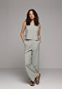 thumb-Afficher les détails de Pantalon Vert Wide Leg High Rise En Uni Regular Fit Femme