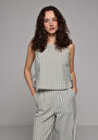 thumb-Afficher les détails de Chemise À Manches Courtes Vert Rayé Fashion Fit Femme