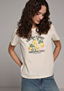 thumb-Afficher les détails de T-shirt À Manches Courtes Ecru Regular Fit Imprimé Femme