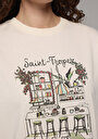 thumb-Afficher les détails de T-shirt À Manches Courtes Ecru Regular Fit Imprimé Femme