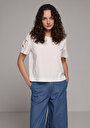 thumb-Afficher les détails de Blouse À Manches Courtes Ecru Regular Fit Manches Courtes Femme