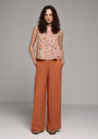 thumb-Afficher les détails de Pantalon Marron Wide Leg High Rise En Uni Regular Fit Femme