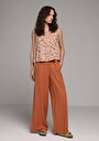 thumb-Afficher les détails de Pantalon Marron Wide Leg High Rise En Uni Regular Fit Femme