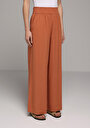 thumb-Afficher les détails de Pantalon Marron Wide Leg High Rise En Uni Regular Fit Femme