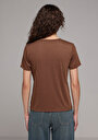 thumb-Afficher les détails de T-shirt À Manches Courtes Marron Regular Fit Droit Femme