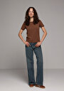 thumb-Afficher les détails de T-shirt À Manches Courtes Marron Regular Fit Droit Femme