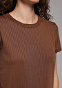 thumb-Afficher les détails de T-shirt À Manches Courtes Marron Regular Fit Droit Femme