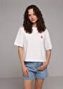 thumb-Afficher les détails de T-shirt À Manches Courtes Blanc Regular Fit Brodé Femme
