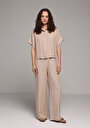 thumb-Afficher les détails de Pantalon  Straight Leg High Rise En Uni Regular Fit Femme