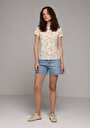thumb-Afficher les détails de Blouse À Manches Courtes Ecru Slim Fit Manches Courtes Femme