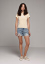 thumb-Afficher les détails de Blouse À Manches Courtes Jaune Slim Fit Manches Courtes Femme