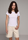 thumb-Afficher les détails de Blouse À Manches Courtes Blanc Slim Fit Manches Courtes Femme