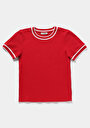thumb-Afficher les détails de T-shirt À Manches Courtes Rouge Slim Fit Droit Femme