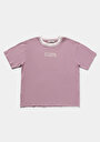 thumb-Afficher les détails de T-shirt À Manches Courtes Violet Oversize Fit Droit Femme