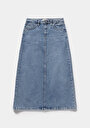 thumb-Afficher les détails de Jupe Denim Slim Fit Droit Jean Maxi Femme